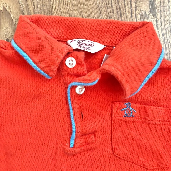 Original Penguin boys polo shirt, orange, size 3T - Picture 3 of 6